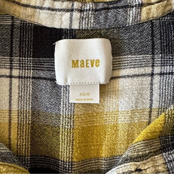 Maeve Anthropologie Yellow Plaid Floral Embroidered Oversized Tunic - Picture 8 of 12